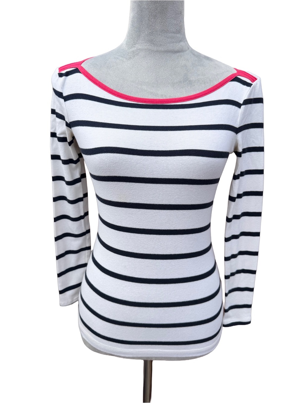 Banana Republic Striped Boatneck Top XXS Petite French Girl Coastal Preppy Chic